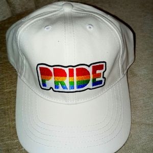 LGBTQ Pride Hat. Custom designed, all white with rainbow patch